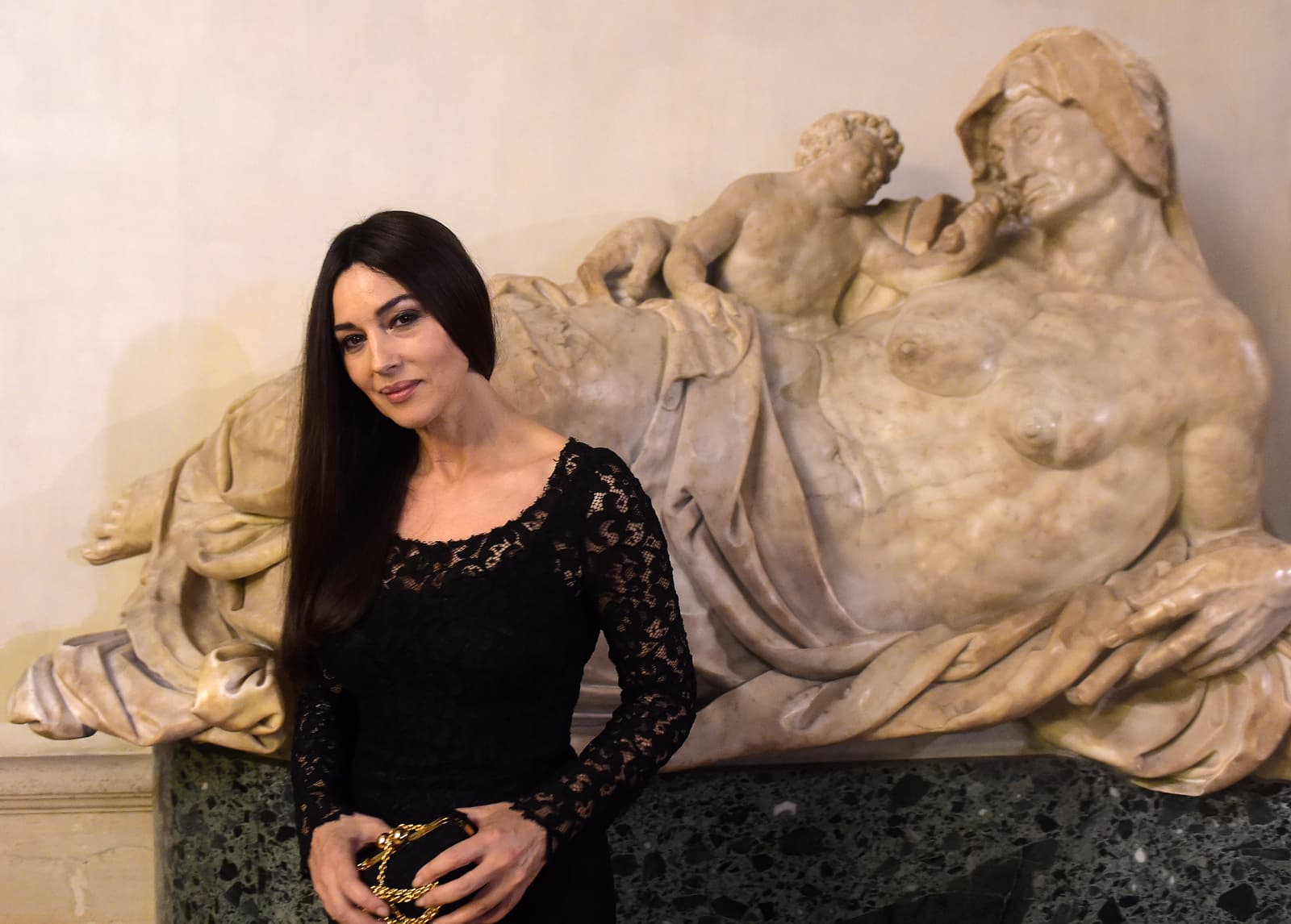 Gout de France Actress Monica Bellucci attends the event 'Gout de France-Good France' (Taste of France, Days of French gastronomy in Italy) at the France's embassy, in the Palazzo Farnese in Rome, on March 19, 2015.