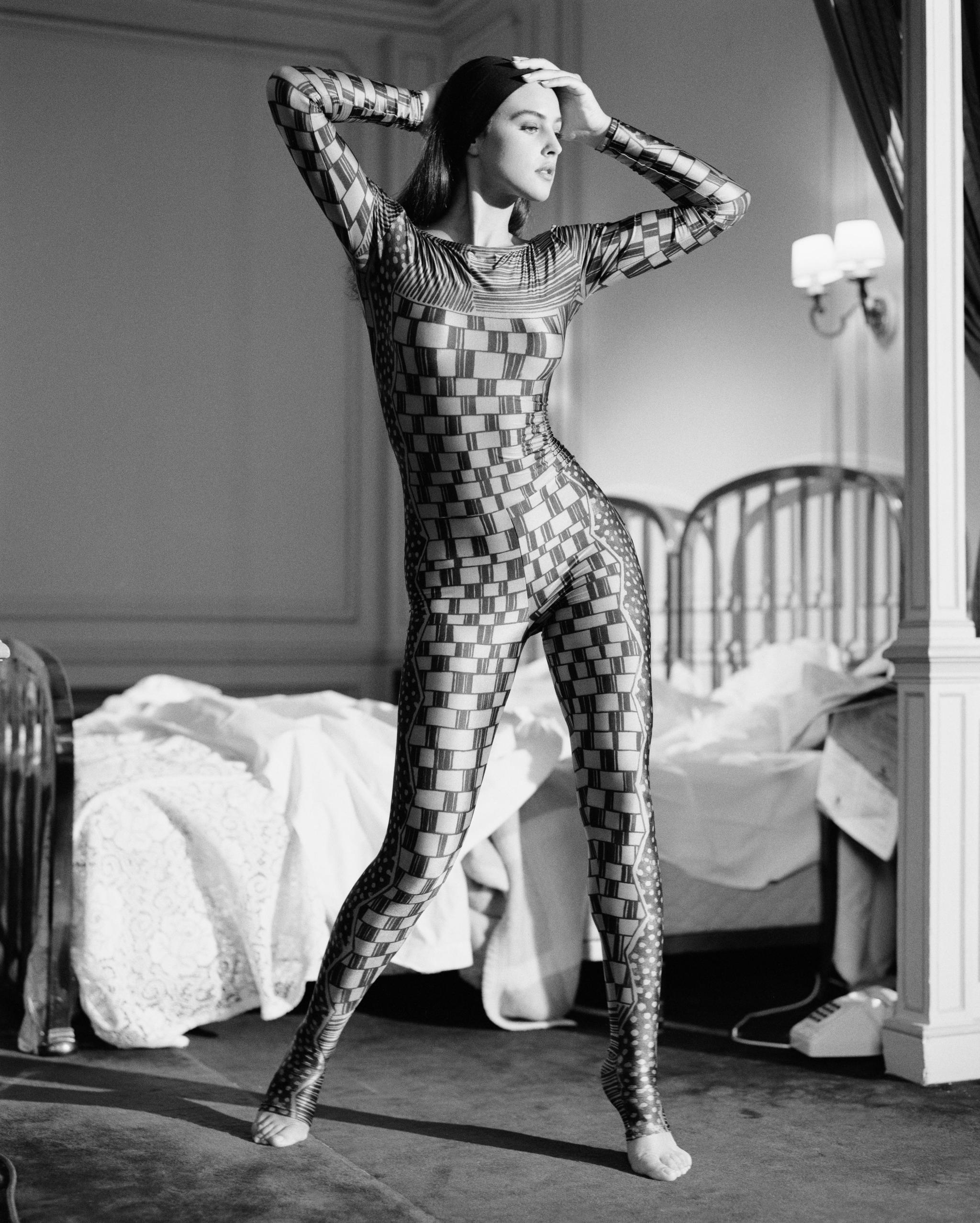 Monica Bellucci wears an Issey Miyake design in 1990.