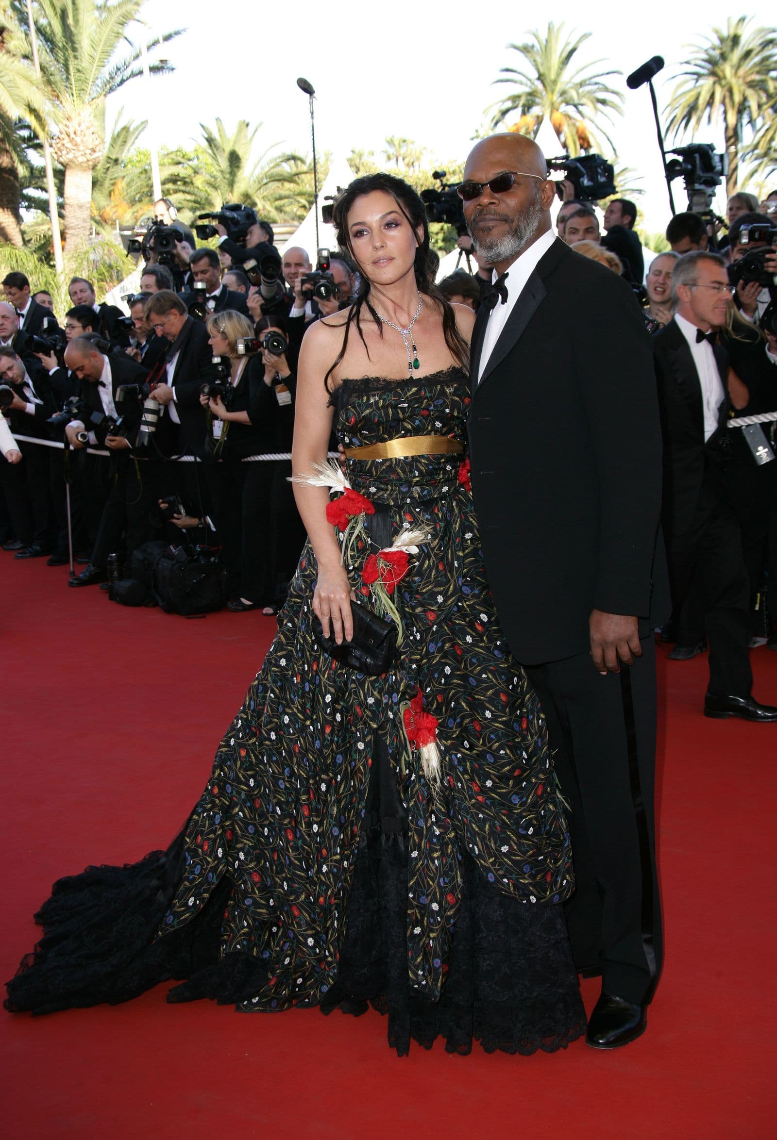 Bellucci appears with Samuel L. Jackson at the Cannes premiere of Marie Antoinette in 2006.