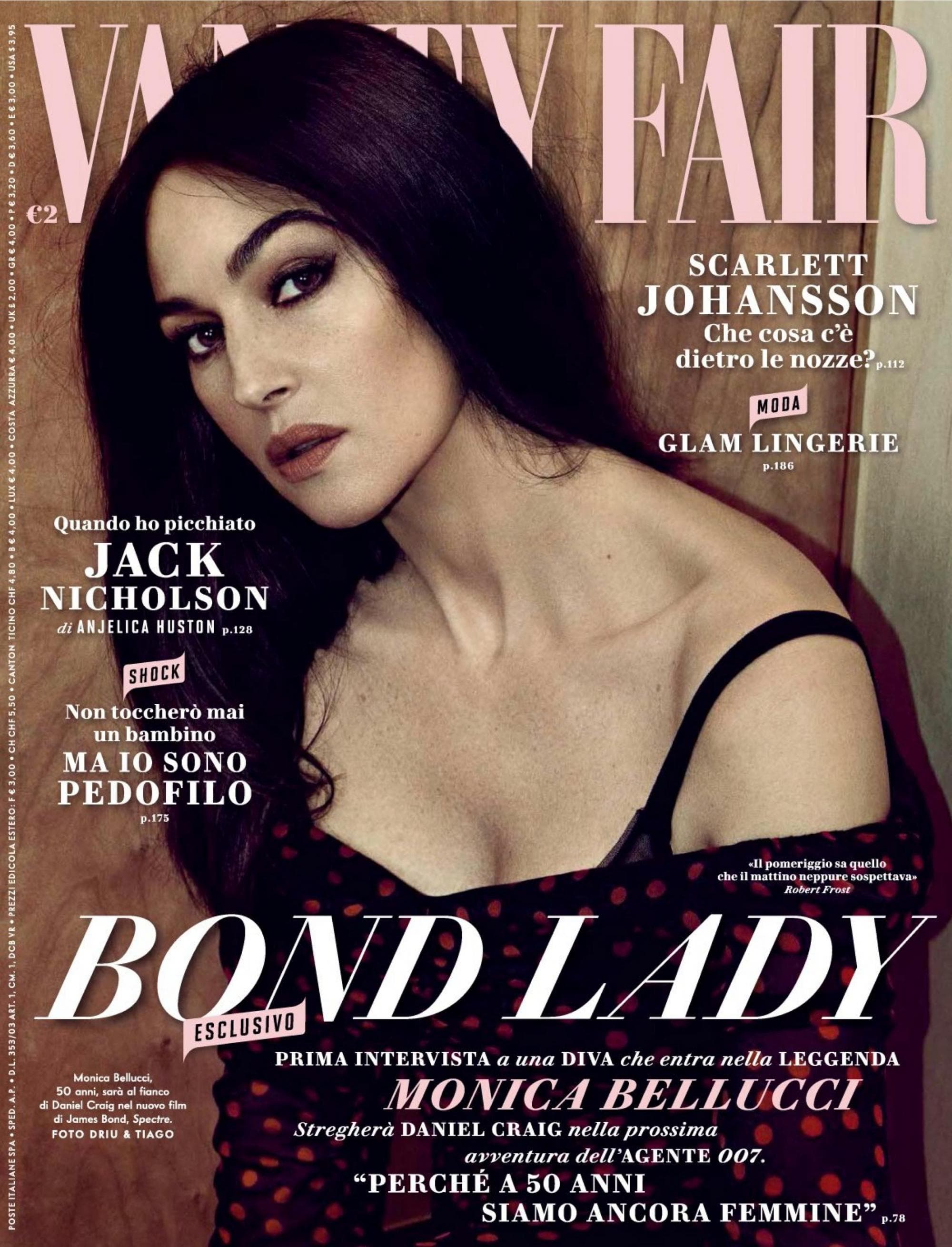 Monica Bellucci on the cover of Vanity Fair Italia's December 2014 issue, photographed by Driu & Tiago.
