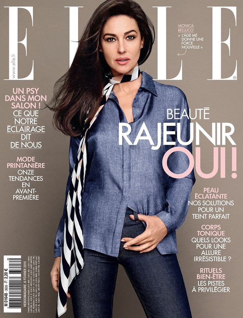 ELLE France, February 2015 Model: Monica Bellucci Photographer: Derek Kettela Stylist: Julie Chanut-Bombard Manicure: Hiro Takabayashi Makeup: Letizia Carnevale Jewelry: Victoire de Castellane Hair: John Nollet
