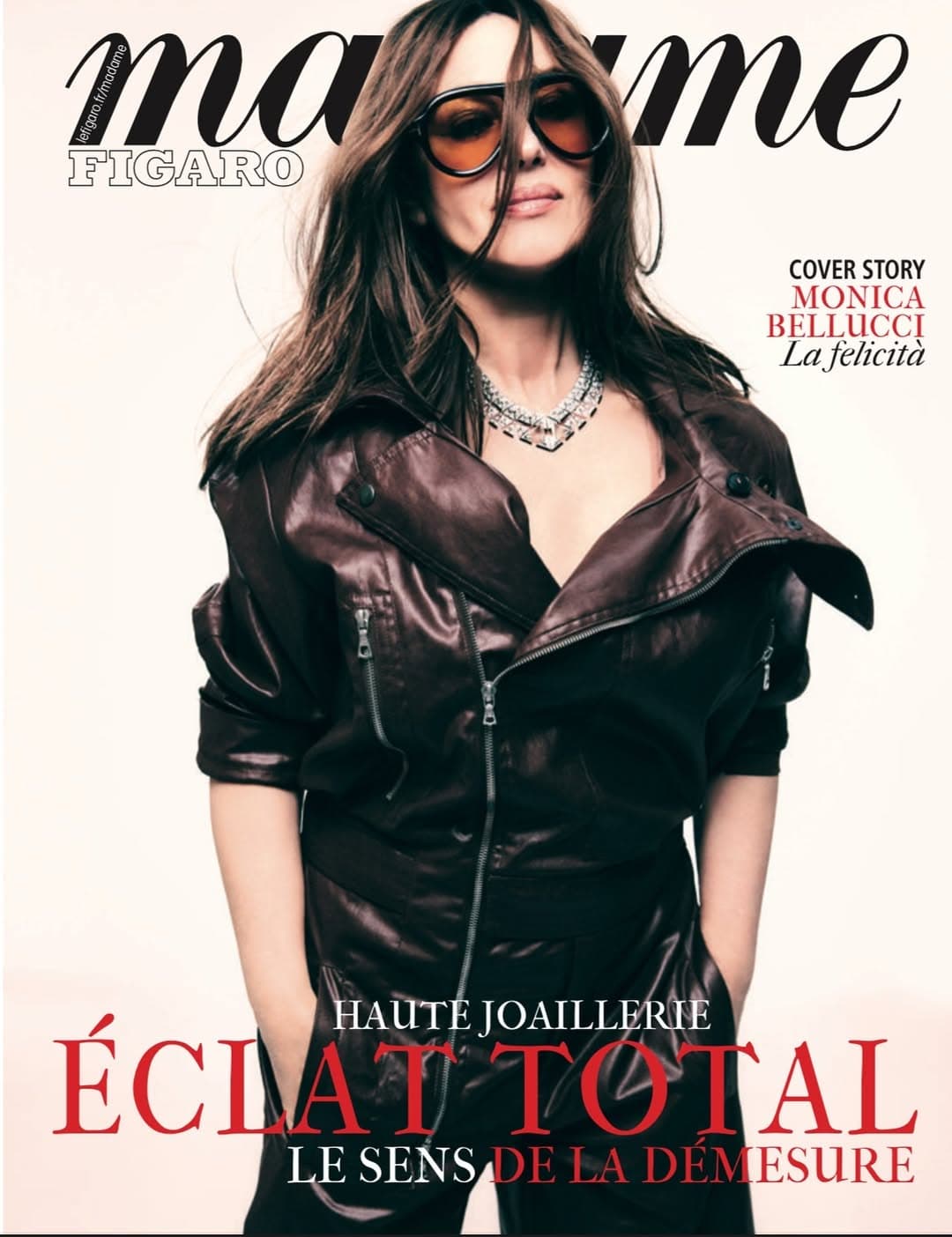 The printed Madame Figaro cover image is kept at the end of the gallery so the editorial portraits lead the page.