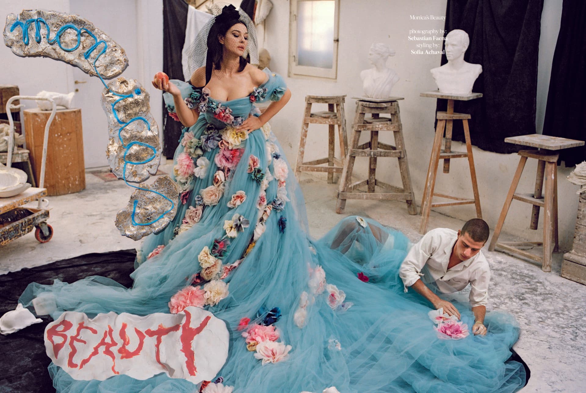 Monica Bellucci is featured wearing a #DolceGabbana look from the Alta Moda September 2020 event in Florence in the November issue of Vogue Italia.