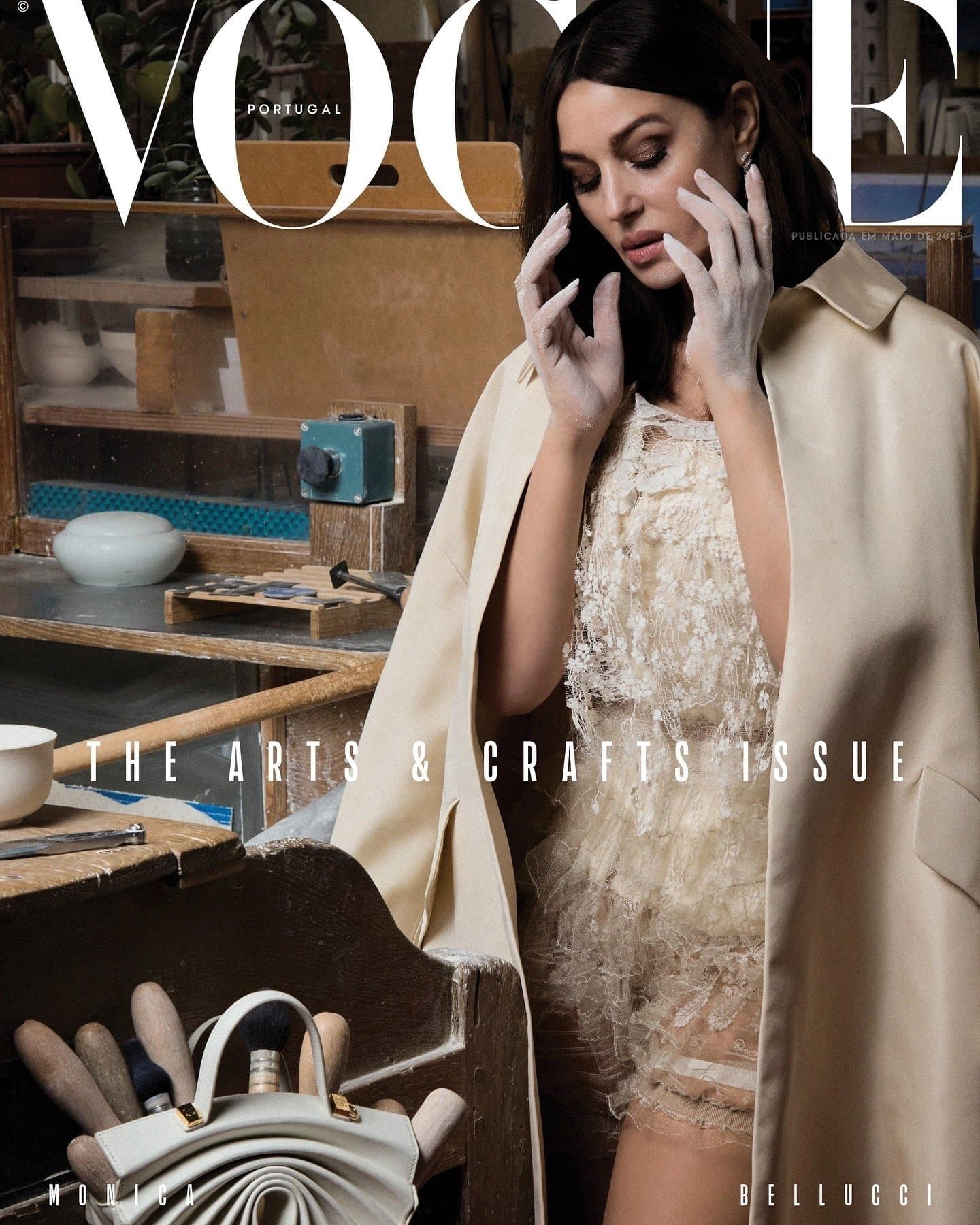 A strong editorial image from the Vogue Portugal set, carrying the story’s quiet glamour and mature sensuality.